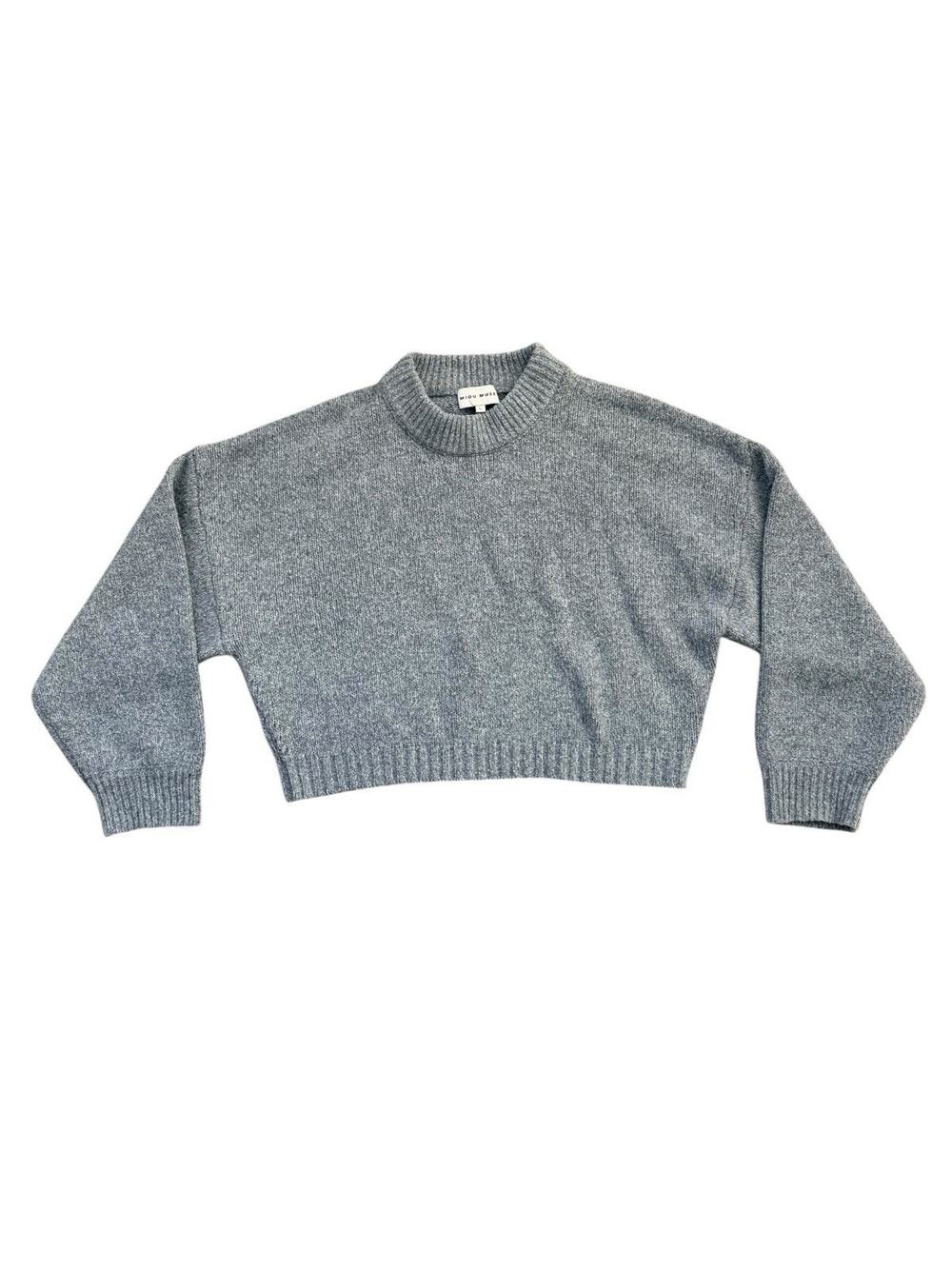 Miou Muse Sweater Women Medium Gray Pullover Cotton Boat Neck Long Sleeve